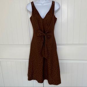 Anthropologie Odille brown beaded bow dress sz 2